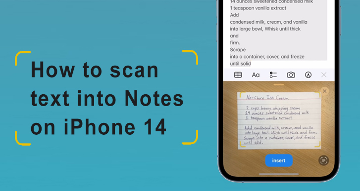 scan text into notes on iphone 14